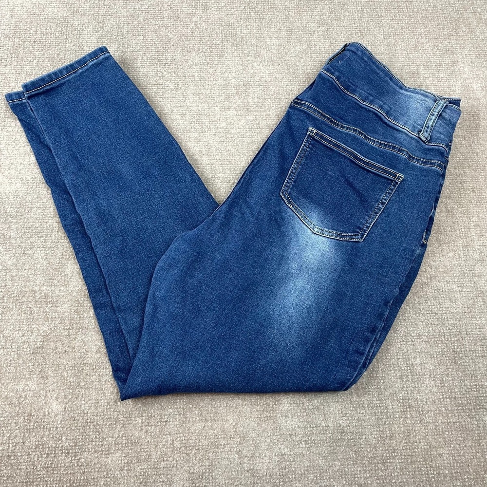 Between Us Skinny Jeans Women 16 Blue Denim Cotton Stretch Medium Wash High Rise